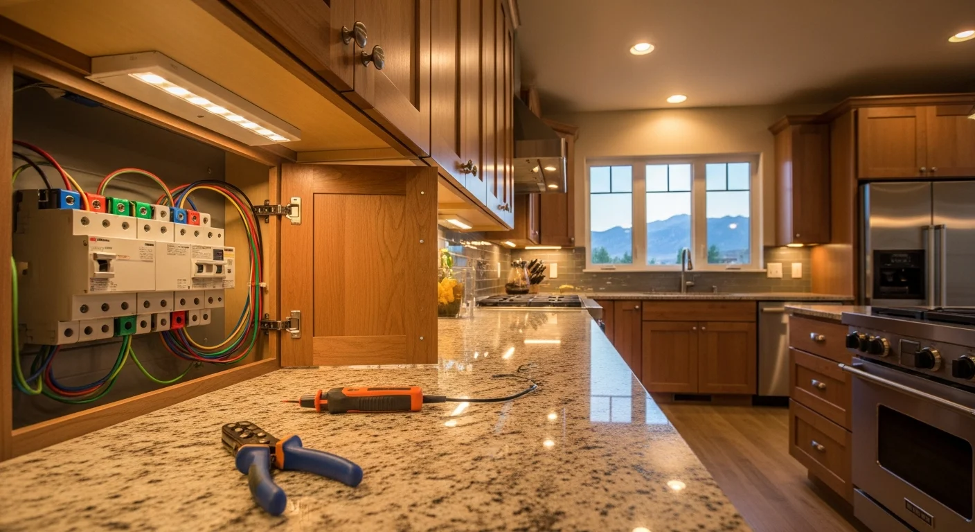 Electrician installing outlets during a home remodel